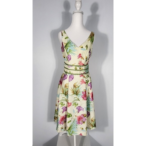 Scarlett Vintage Elegant Midi Floral Print Dress Sleeveless Size 4 - Picture 2 of 16